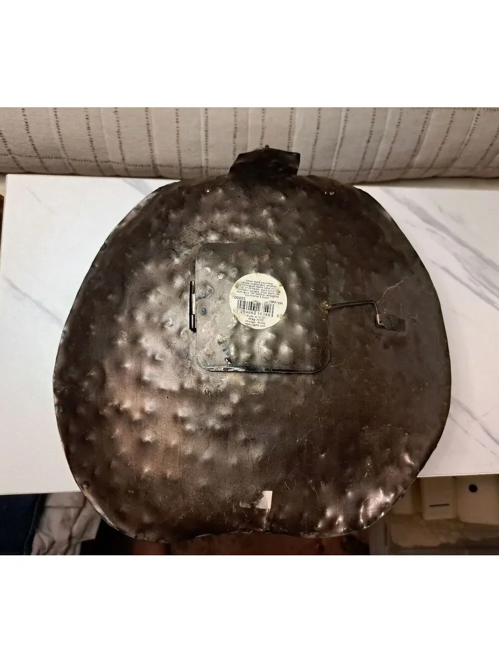 Vintage Distressed Metal Jack-o'-Lantern Hanging Luminary Halloween Decoration